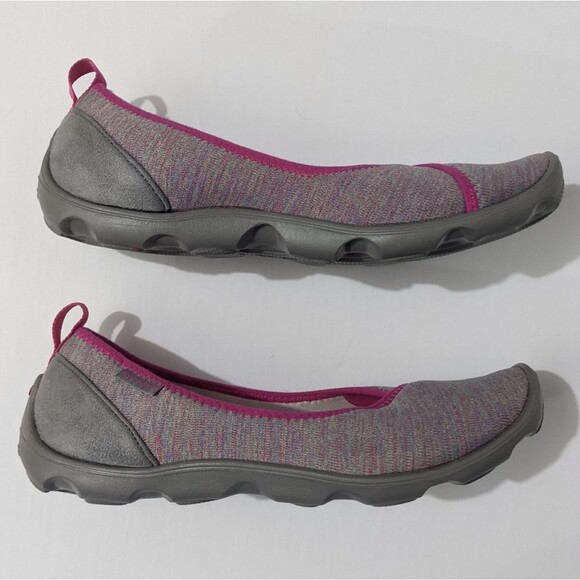 Crocs Flats Women's 8 Busy Day Ballet Pink Grey Slip On Stretch Loafer Shoes - Picture 4 of 10